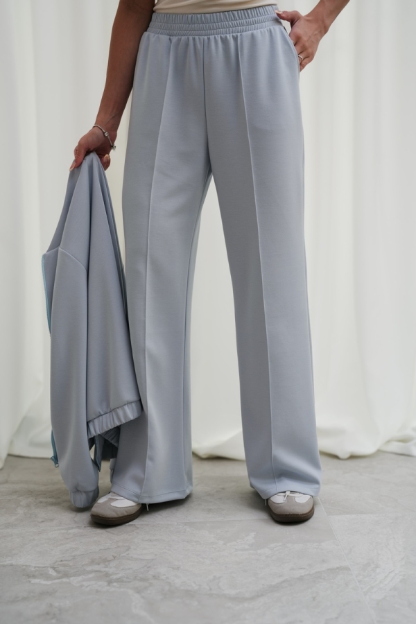 Luksusowy Komplet Damski Masełko Bluza Rozpinana + Spodnie Wide Leg Premium Soft Touch Elegancja & Komfort-BŁĘKIT